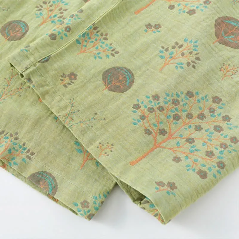 Loungewear-Set aus Jacquard-Baumwolle mit Blattbaum-Print