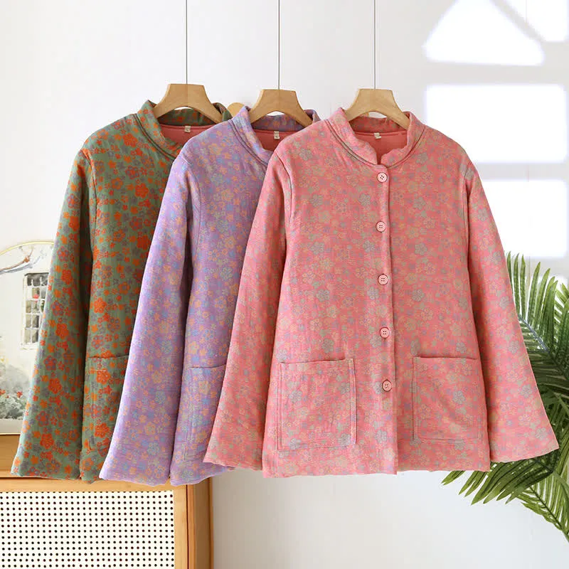 Button-down-Pyjamaoberteil aus reiner Baumwolle im Pastoralstil