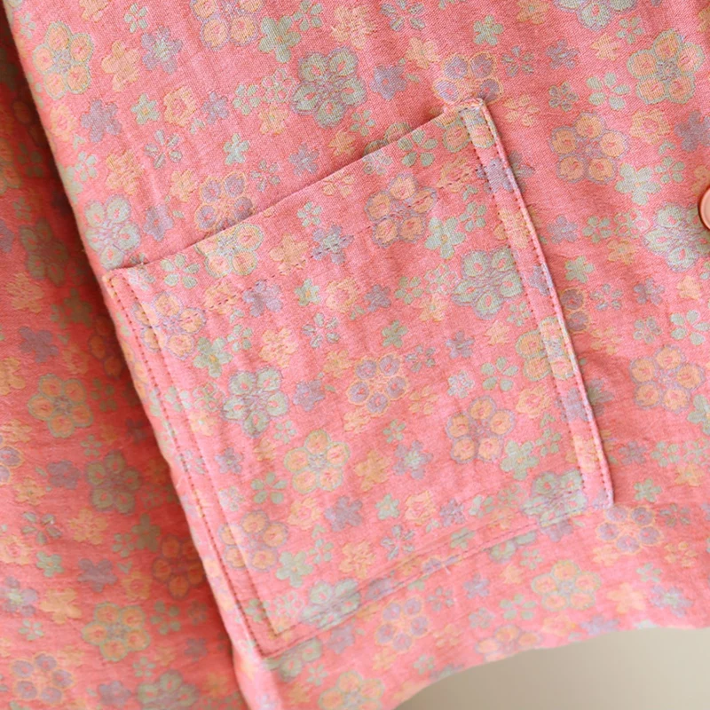 Button-down-Pyjamaoberteil aus reiner Baumwolle im Pastoralstil