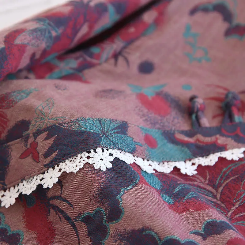Doppellagiges Gaze-Pyjama-Set mit Retro-Schmetterling