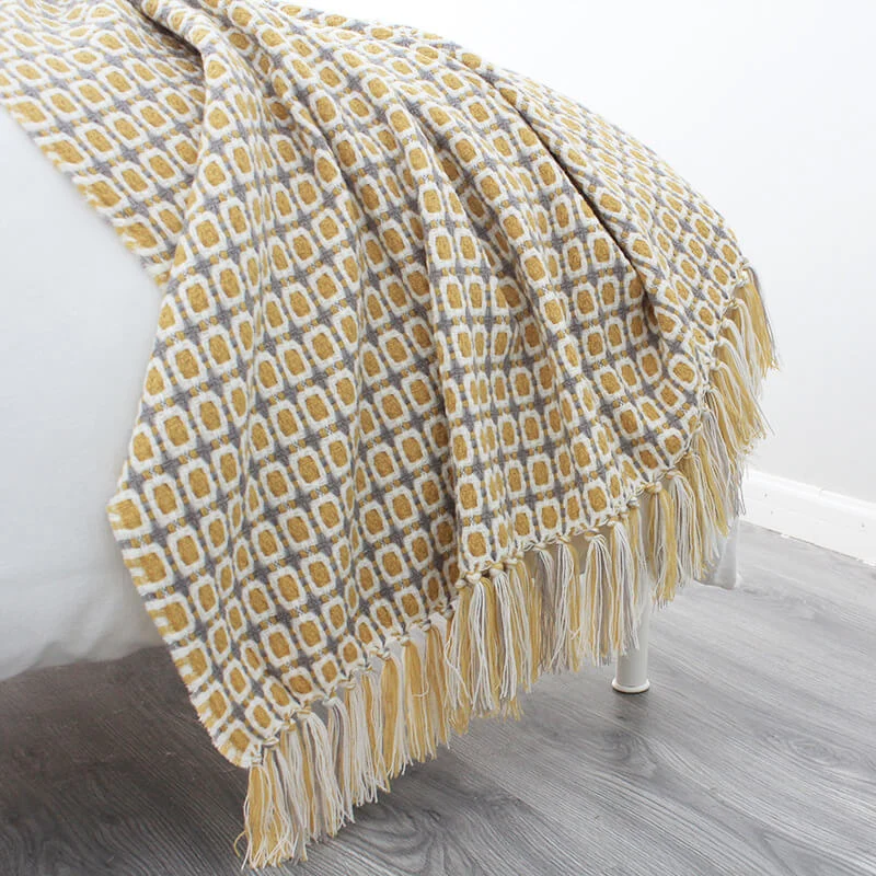 Ownkoti Gestrickte Sofadecke Couchdecke mit Quasten