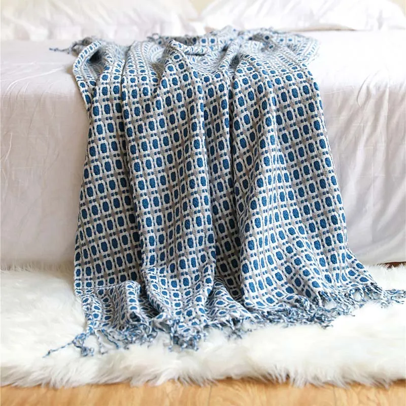 Ownkoti Gestrickte Sofadecke Couchdecke mit Quasten