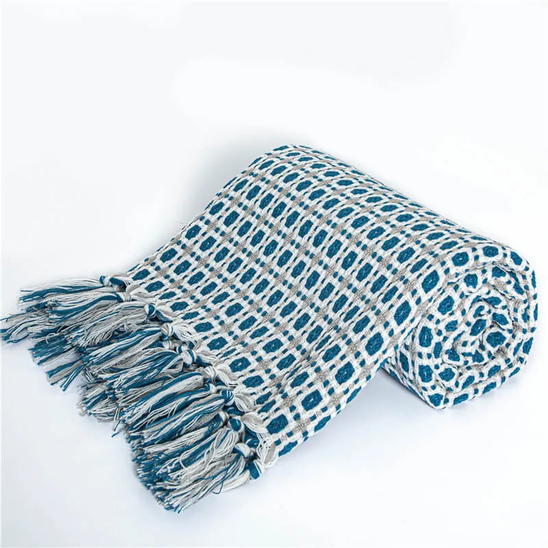 Ownkoti Gestrickte Sofadecke Couchdecke mit Quasten