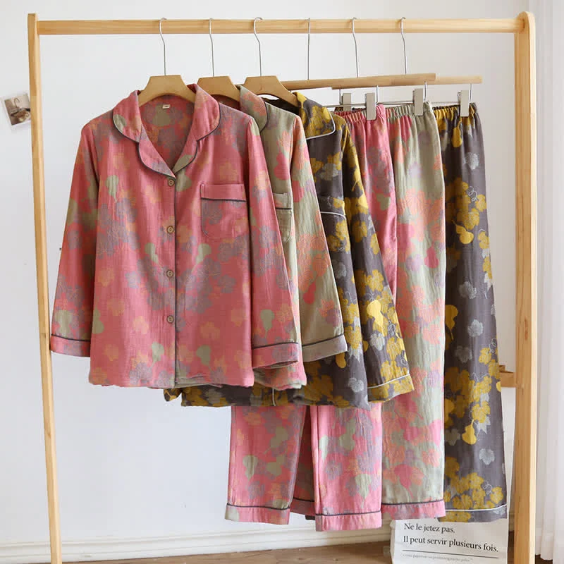 Gourd Cotton Langarm-Pyjama-Set
