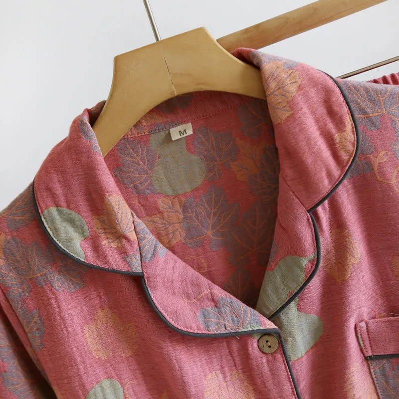 Gourd Cotton Langarm-Pyjama-Set
