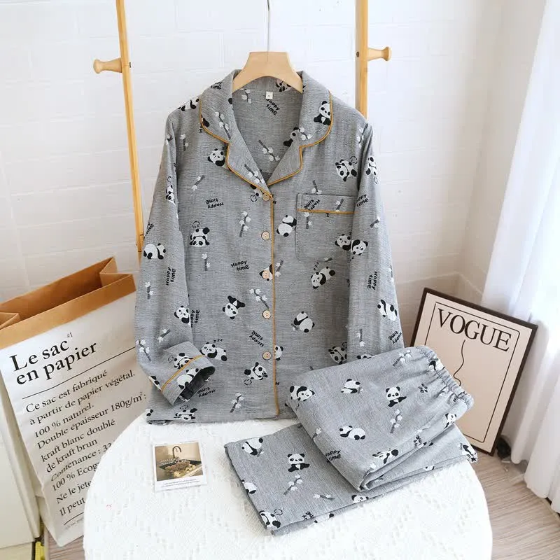 Süßes Pyjama-Set aus Baumwolle mit Panda-Motiv