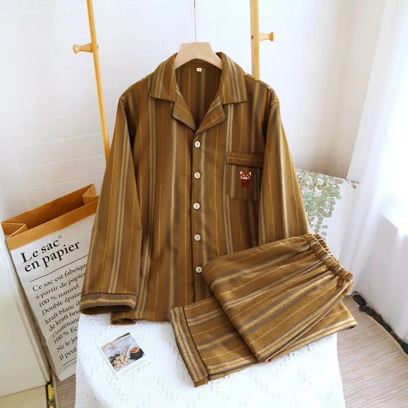 Pyjama-Set aus gebürsteter Baumwolle mit Streifen