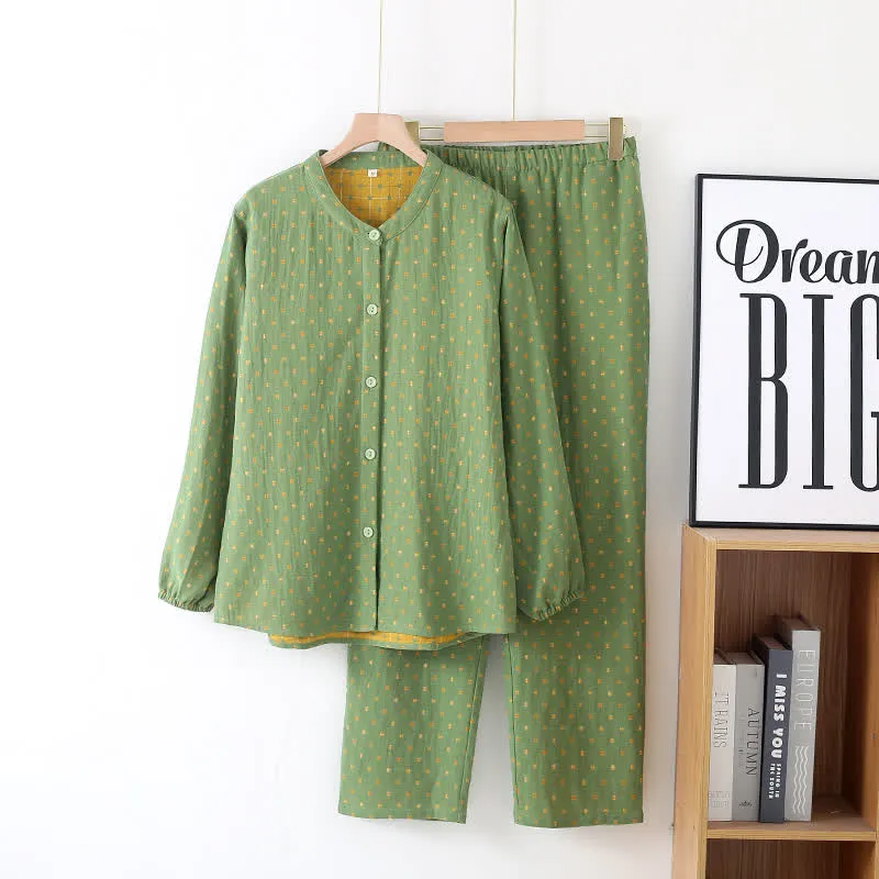 Pyjama-Set aus weichem Baumwollgaze mit Knopfleiste