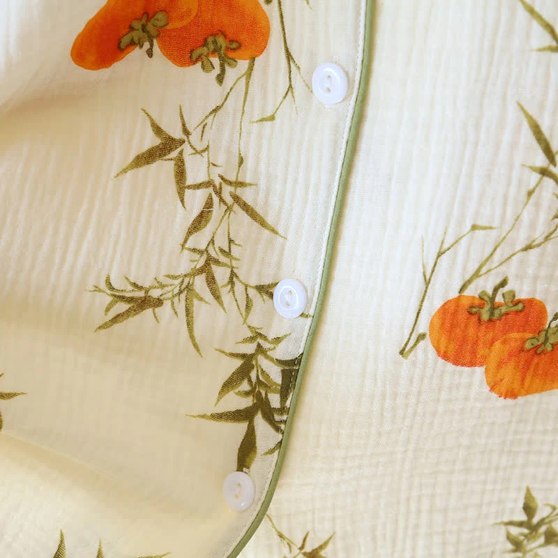 Ländliches Loungewear-Set aus Baumwollgaze in Persimmon
