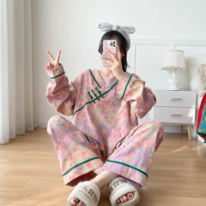 Pyjama-Set aus heller Baumwollgaze in Übergröße
