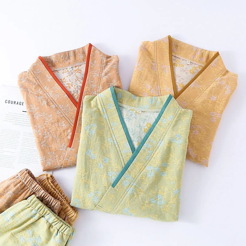 Loungewear-Set aus Vintage-Baumwollgaze mit lockerer Krawatte