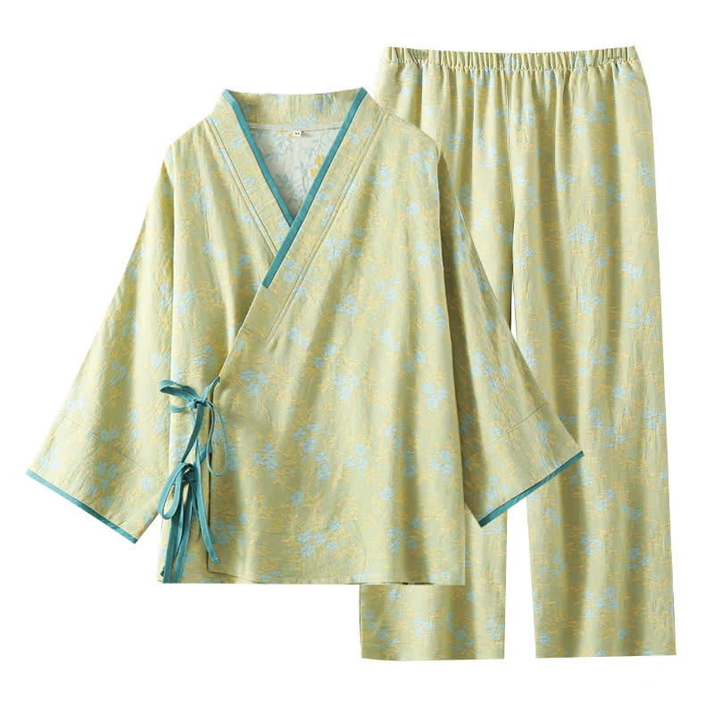 Loungewear-Set aus Vintage-Baumwollgaze mit lockerer Krawatte