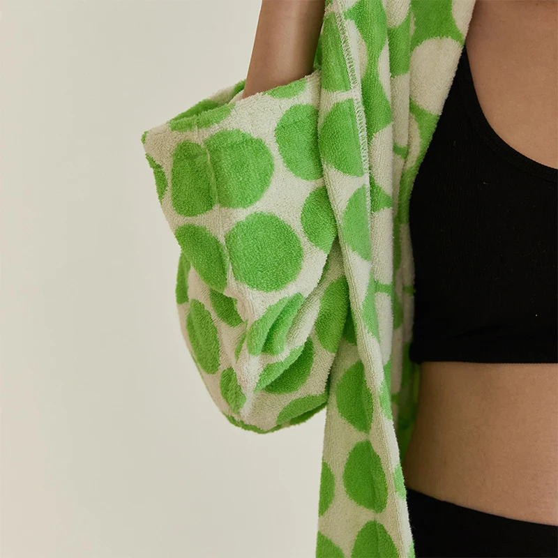 Bademantel mit Kapuze und Gürtel im Polka Dot-Design