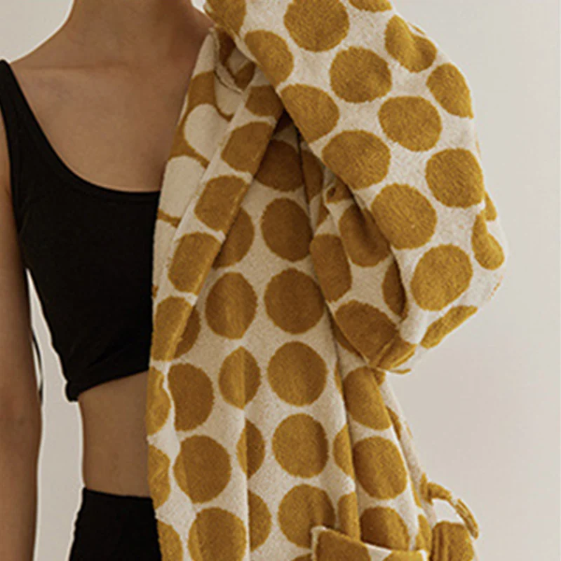 Bademantel mit Kapuze und Gürtel im Polka Dot-Design