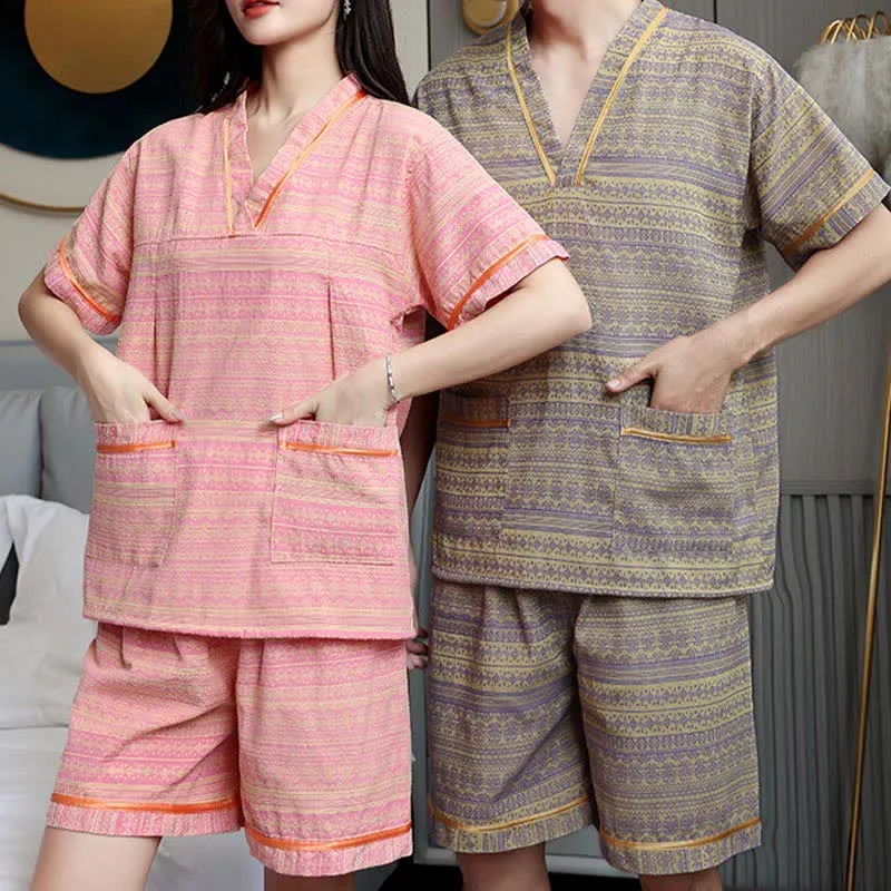Atmungsaktives Pyjama-Set aus Baumwolle in Übergröße