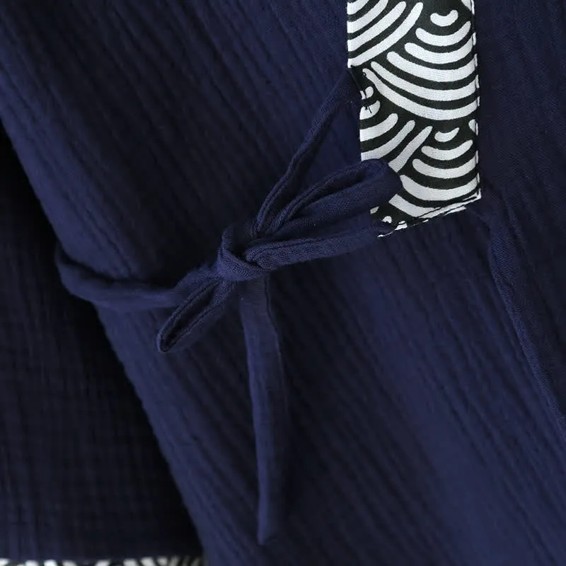 Neutrales Kimono-Pyjama-Set aus Baumwollgaze
