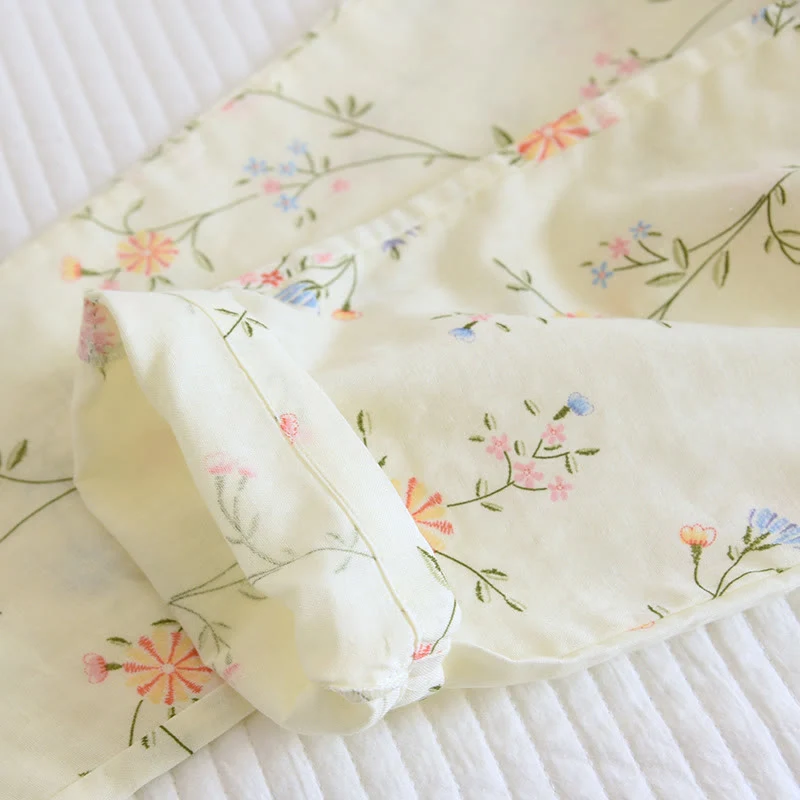 Kimono-Pyjama-Set aus Baumwollgaze mit Blumenmuster