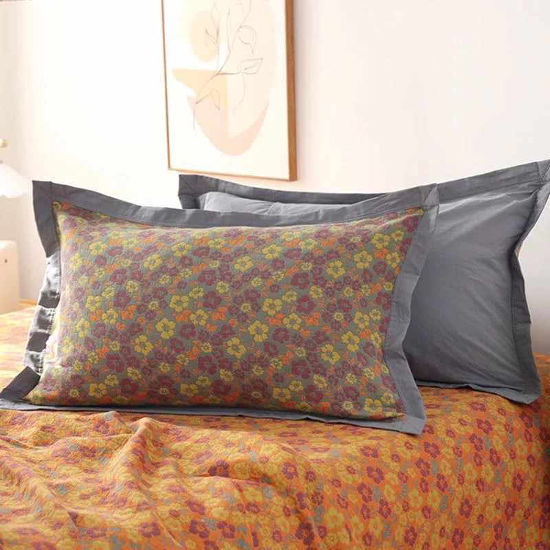Wendesteppdecke aus Baumwollgaze mit Blumenmuster und Jacquardmuster