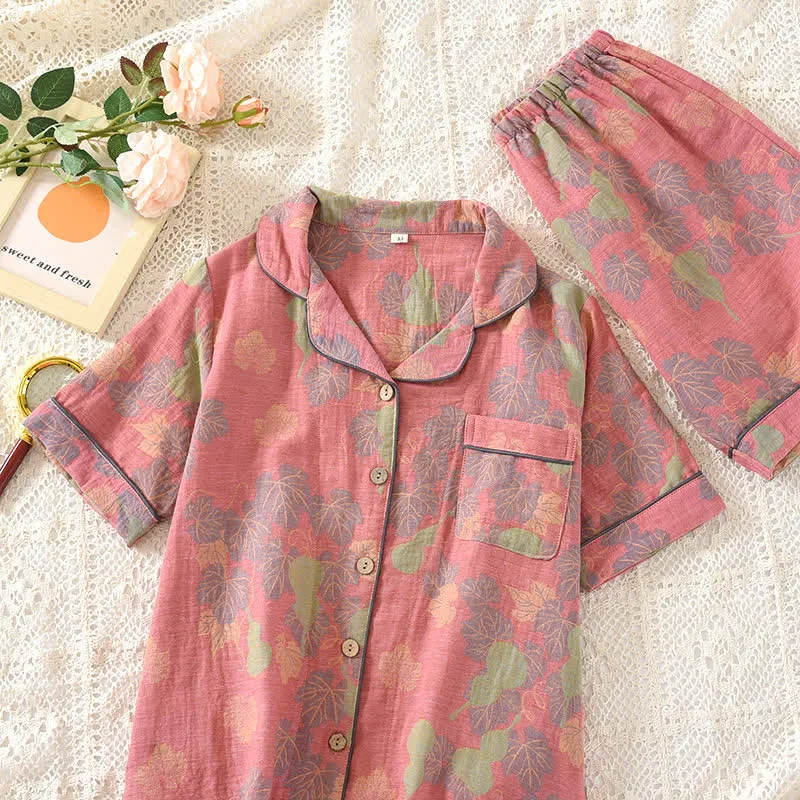 Pyjama-Set aus Jacquard-Baumwollgaze mit Kürbismotiv