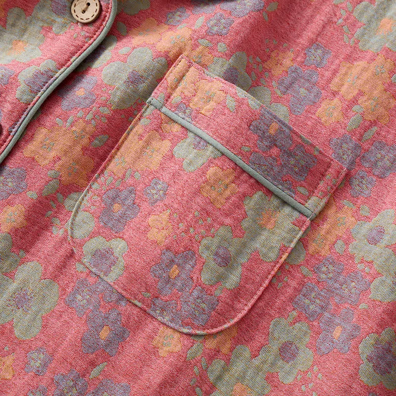 Kurzarm-Pyjama-Set aus Baumwollgaze (3-teilig)