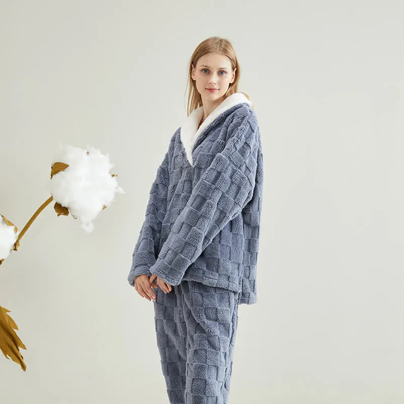 Jacquard-Pyjama-Set aus Fleece mit Schachbrettmuster