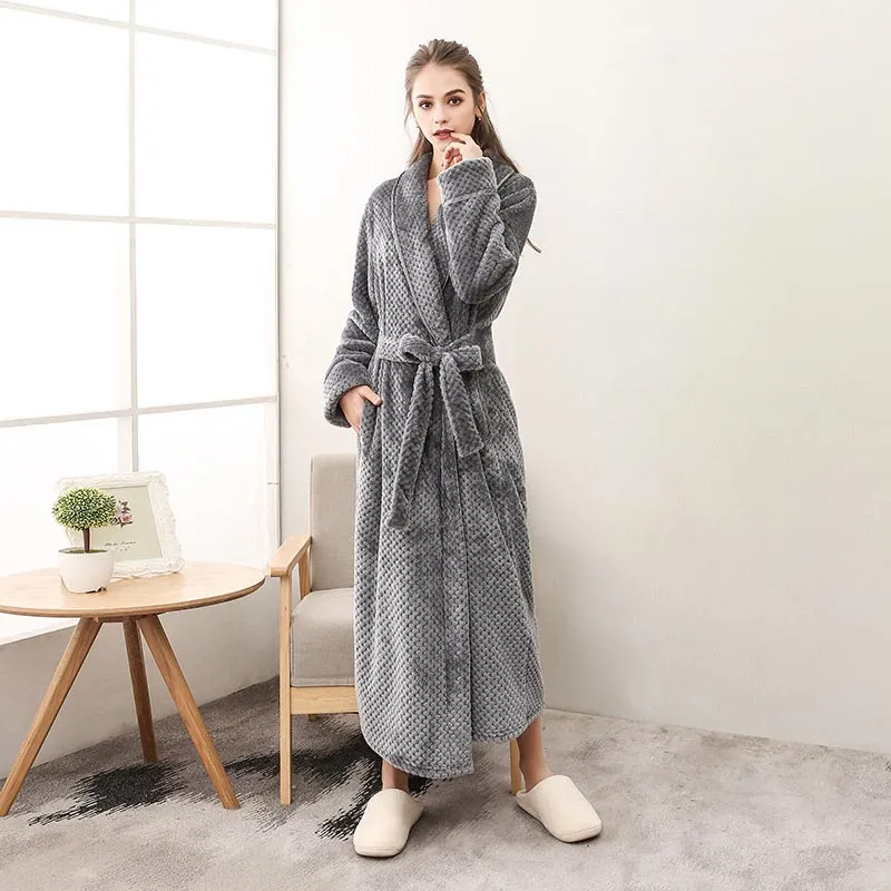 Ownkoti Puffy Fleece Pyjama Langer Bademantel