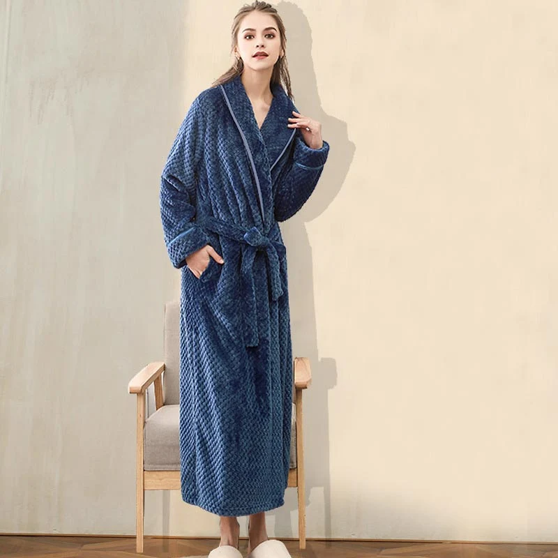 Ownkoti Puffy Fleece Pyjama Langer Bademantel