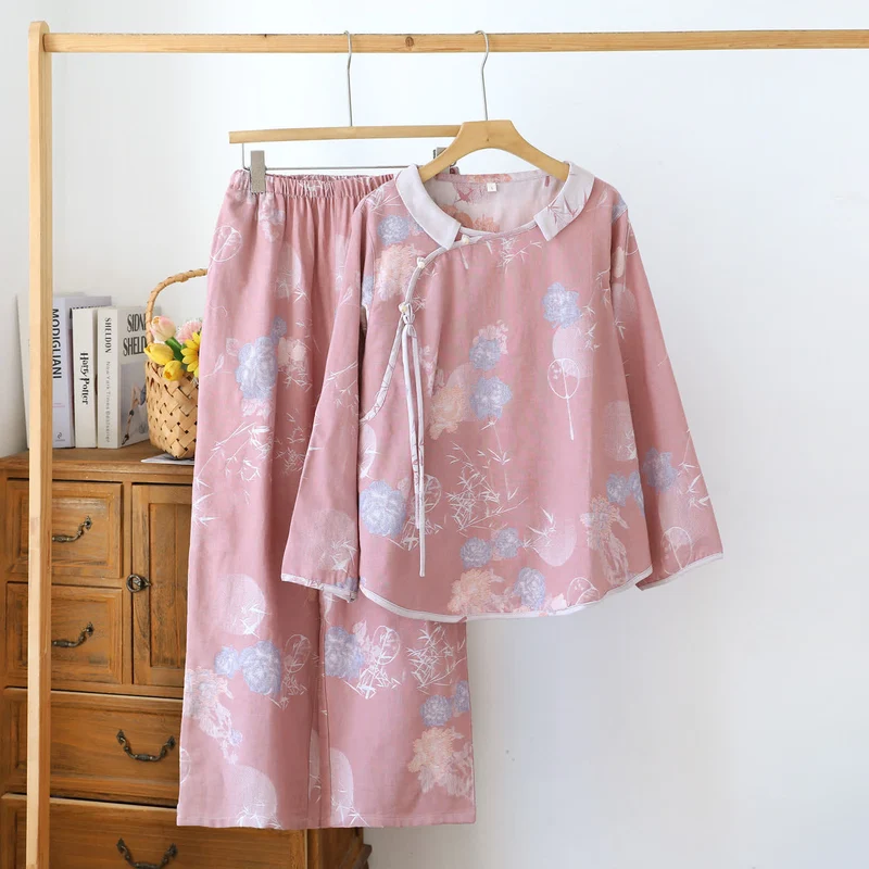 Vintage Floral Bambus Baumwolle Pyjama Set