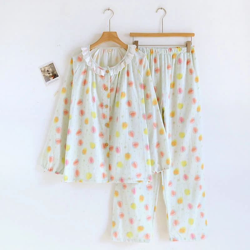 Pyjama-Set „Süße Erdbeere“ aus Baumwollgaze