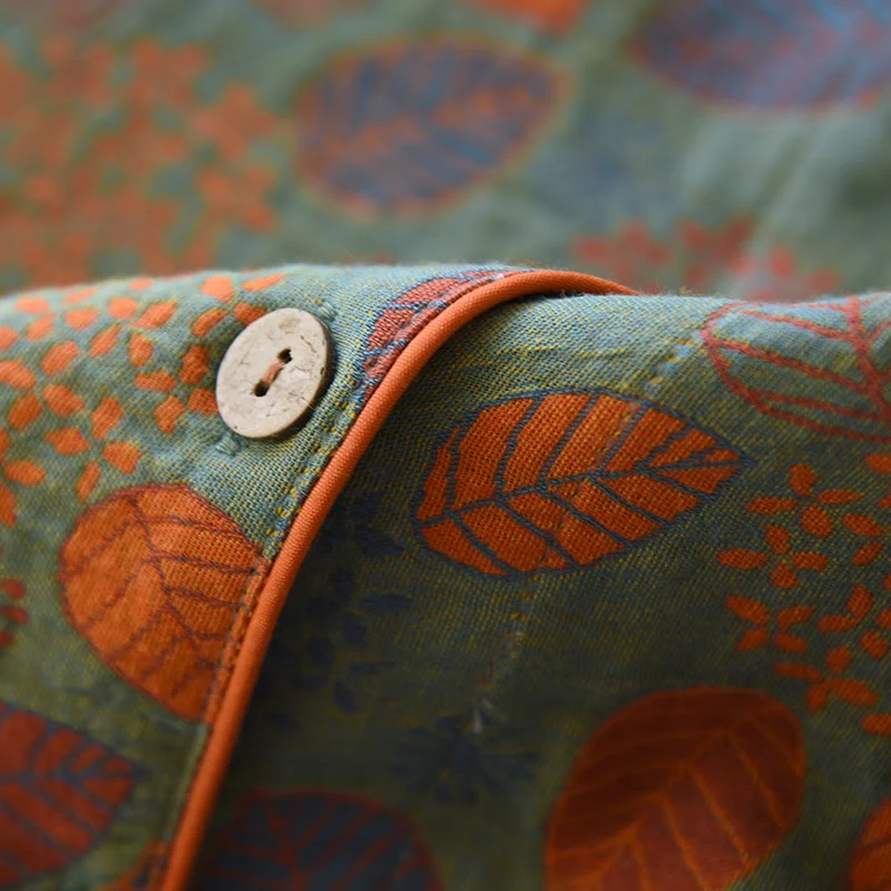 Loungewear-Set aus blattgrünem Baumwollgaze