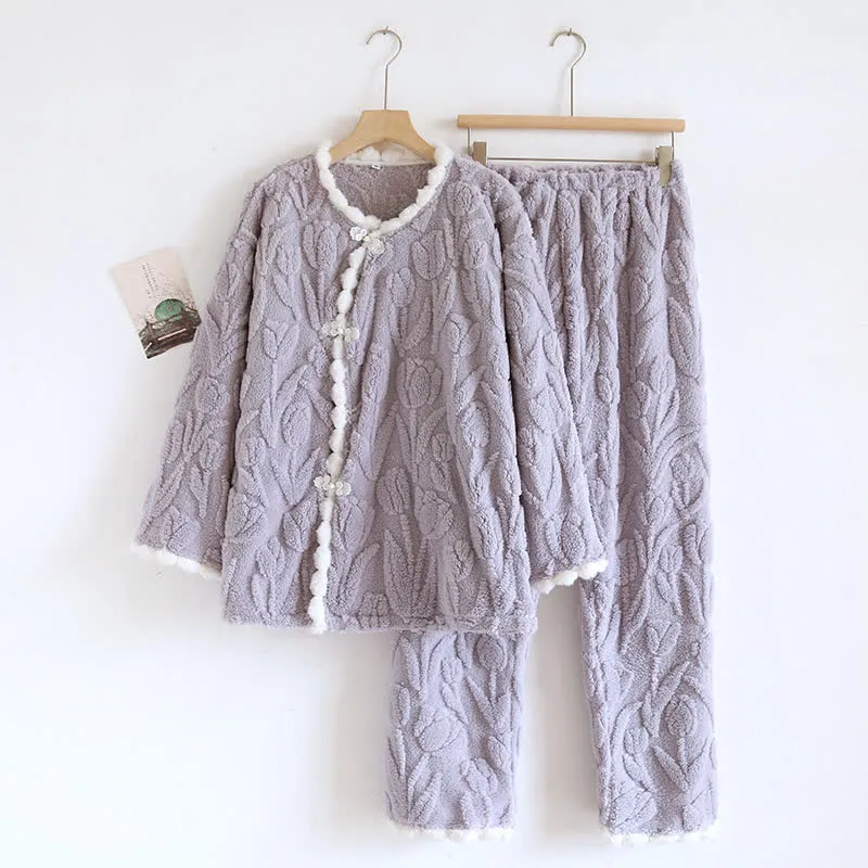 Rural Tulip – Langärmliges Fleece-Pyjama-Set