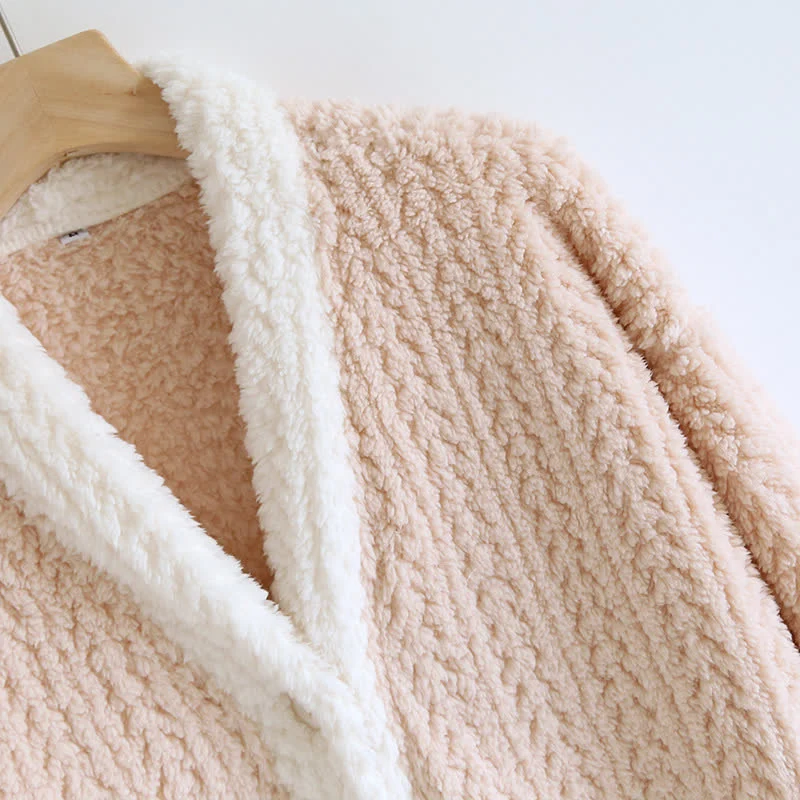 Nachthemd aus Fleece mit V-Ausschnitt und Weizenähren