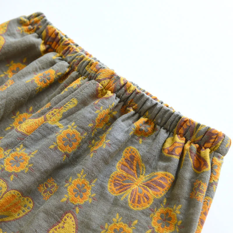 Loungewear-Set aus Baumwolle mit verkürzter Hose und Schmetterlingsmuster