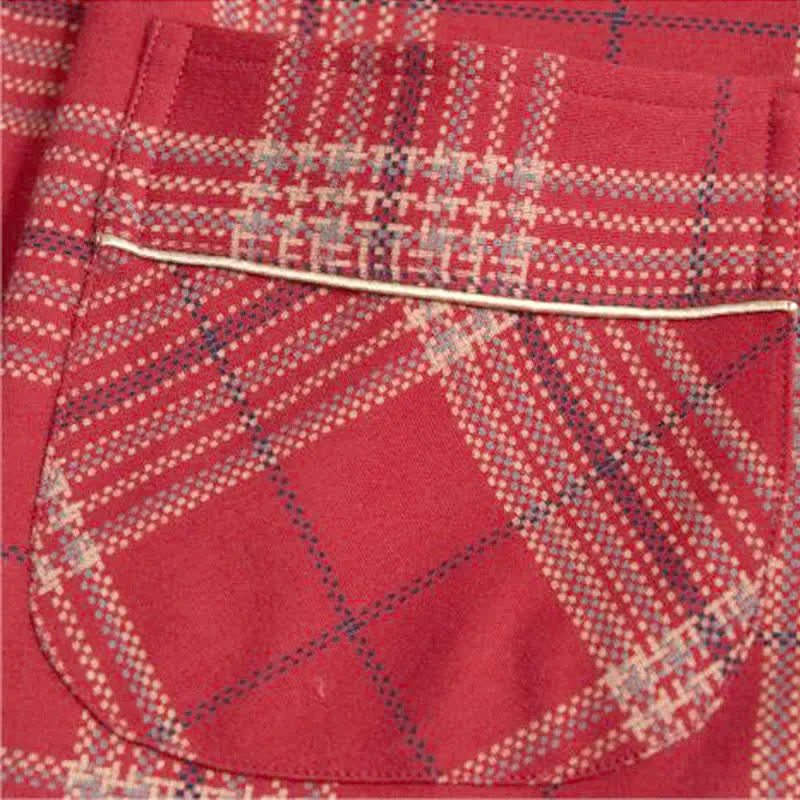 Pyjama-Set aus Baumwolle mit Gittermuster und langen Ärmeln