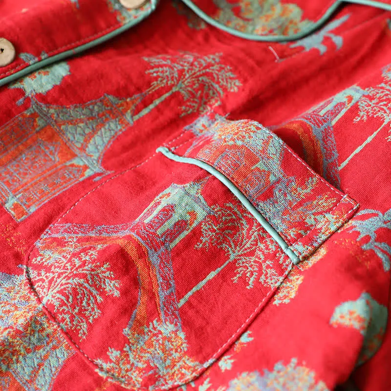 Loungewear-Set aus Baumwoll-Doppelgarn-Jacquard mit Baummotiv