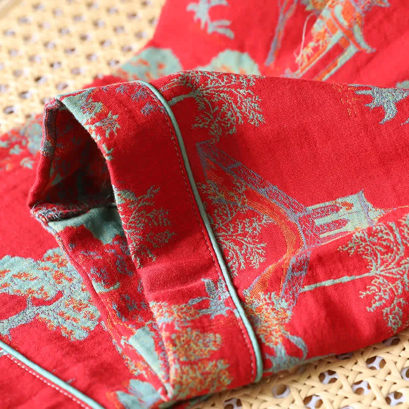 Loungewear-Set aus Baumwoll-Doppelgarn-Jacquard mit Baummotiv