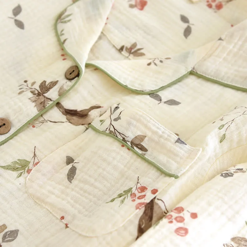 Ländliches Pyjama-Set aus Baumwollgaze-Jacquard