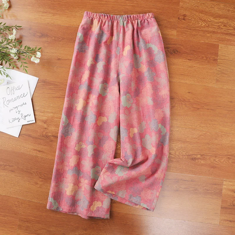 Pyjamahose aus garngefärbter Jacquard-Baumwollgaze