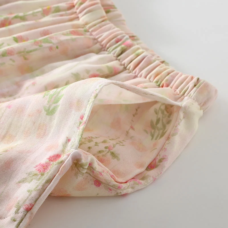 Gepolstertes Nachtwäscheset aus Bambusfaser mit Blumenmuster