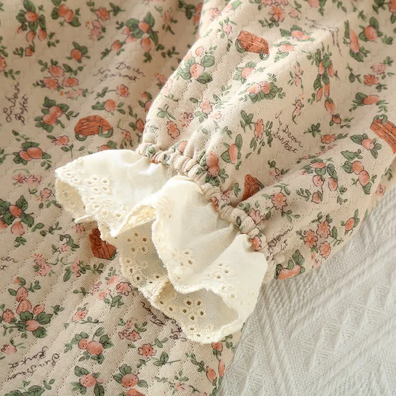 Loungewear-Set aus Baumwolle im Vintage-Rosengarten-Stil