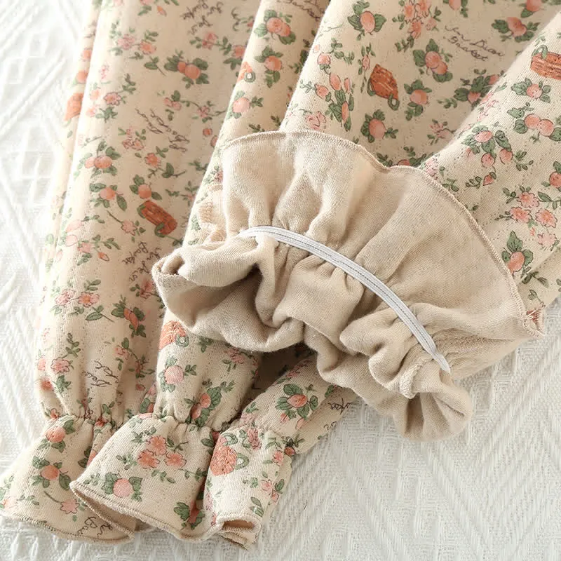 Loungewear-Set aus Baumwolle im Vintage-Rosengarten-Stil
