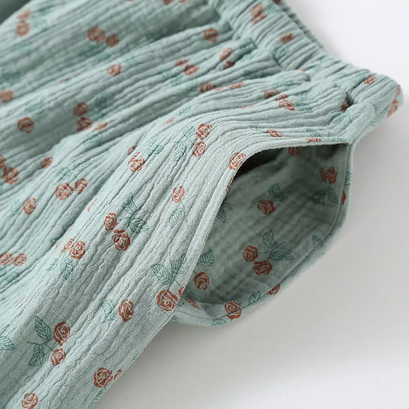 Kimono Rural Rose Pyjama-Set aus Baumwollgaze