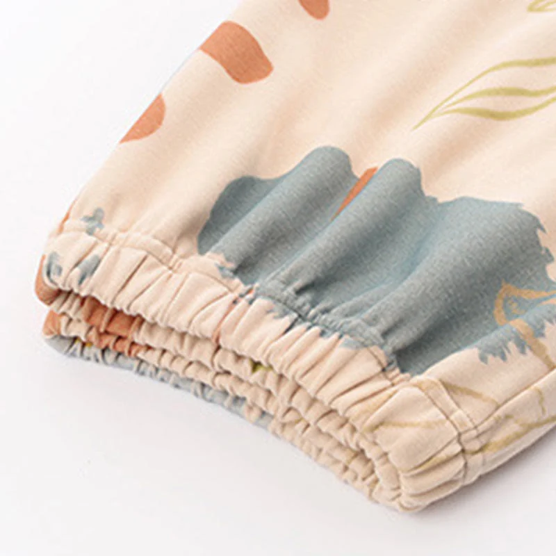 Loungewear-Set aus Baumwolle mit Blumen- und Blattmuster