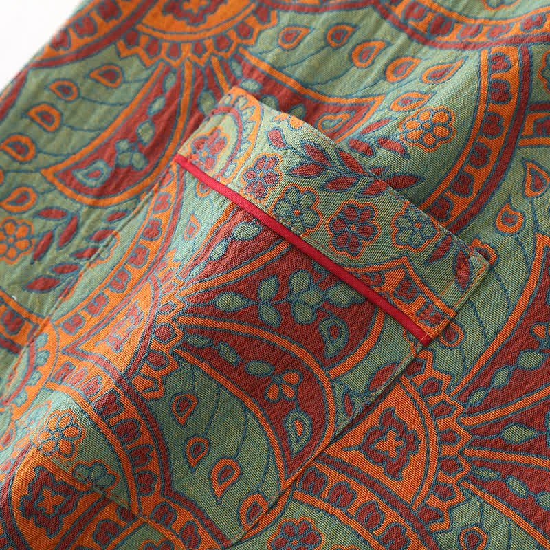 Loungewear-Set mit Rundhalsausschnitt und Vintage-Jacquardmuster