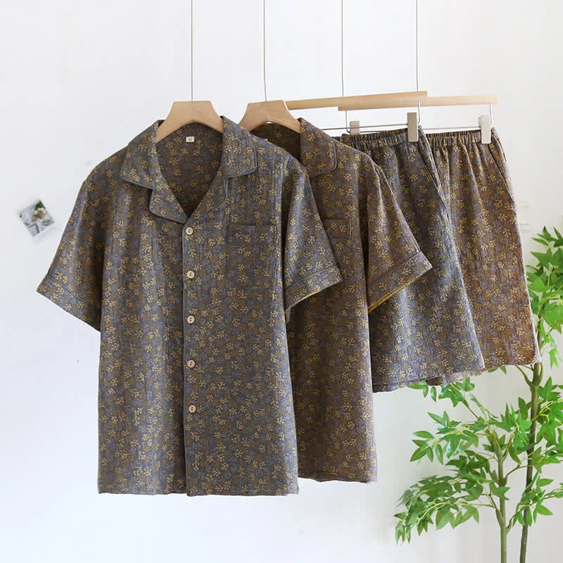 Sommerpyjama-Set aus Baumwollgaze im Retro-Jacquard-Stil