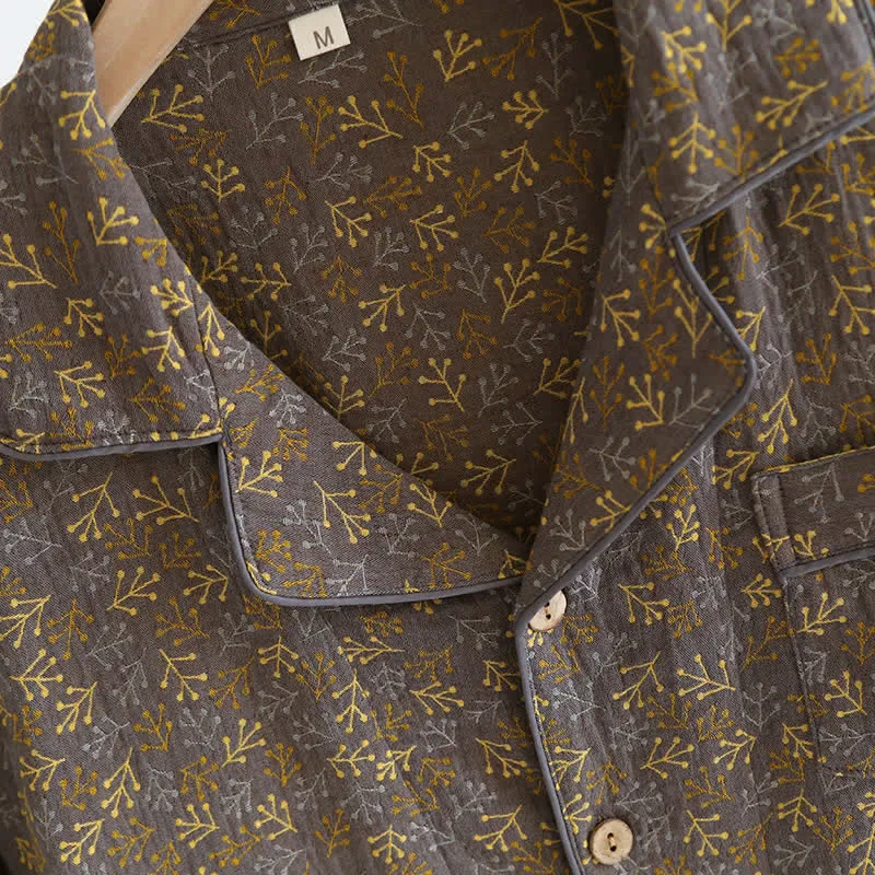 Sommerpyjama-Set aus Baumwollgaze im Retro-Jacquard-Stil