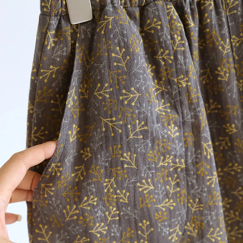 Sommerpyjama-Set aus Baumwollgaze im Retro-Jacquard-Stil