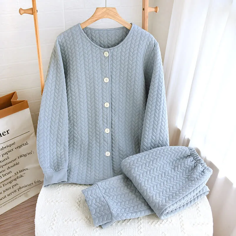 Einfaches Pyjama-Set aus Air Cotton mit Rundhalsausschnitt