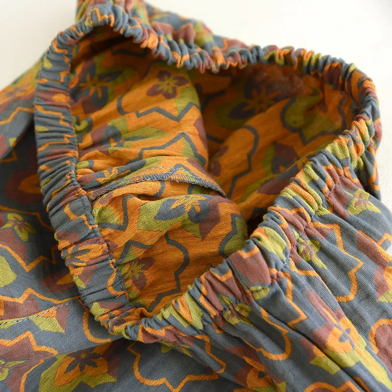 Loungewear-Set aus Baumwolle mit Rhombus-Blumenrevers