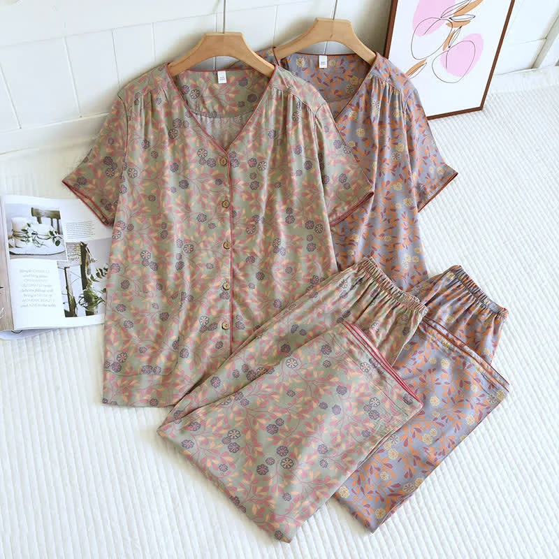 Loungewear-Set mit Blumenmuster, weich und atmungsaktiv
